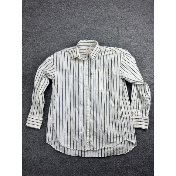 Levi's Nola Oversized Button Up Shirt Women's Small White Striped Long Sleeve - Picture 1 of 5